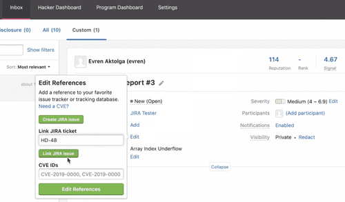 linking HackerOne to Jira