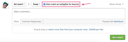 mark as ineligible for bounty checkbox