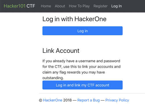 Hacker101 CTF Login Page