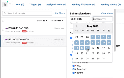 submission date filters