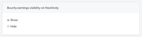 bounty visibility settings on account preferences